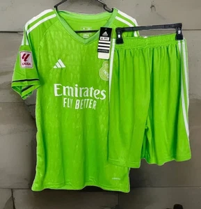 NWT- Adidas Real Madrid authentic jersey set size medium Green top bottom. - Picture 1 of 13
