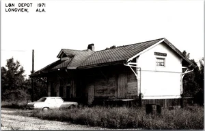 L&N Railroad Train Station Depot Longview, AL Alabama Vintage Car Postcard - Picture 1 of 2