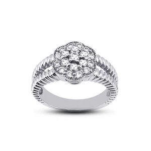 1 1/2ct F VS1 Round Earth Mined Certified Diamonds 18k  Halo Anniversary Ring - Picture 1 of 3