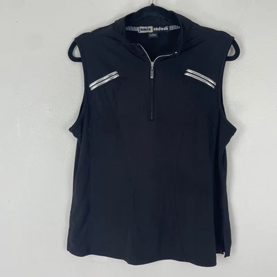Camisa polo sin mangas de golf Jamie Sadock para mujer L negra con acento de cremallera básica Foto 1 de 4