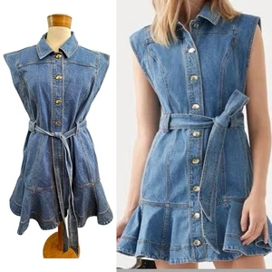 Aje Size 16 2XL (12 US) Mid Blue Denim Button Front Julia Dress Aus Designer - Bild 1 von 23