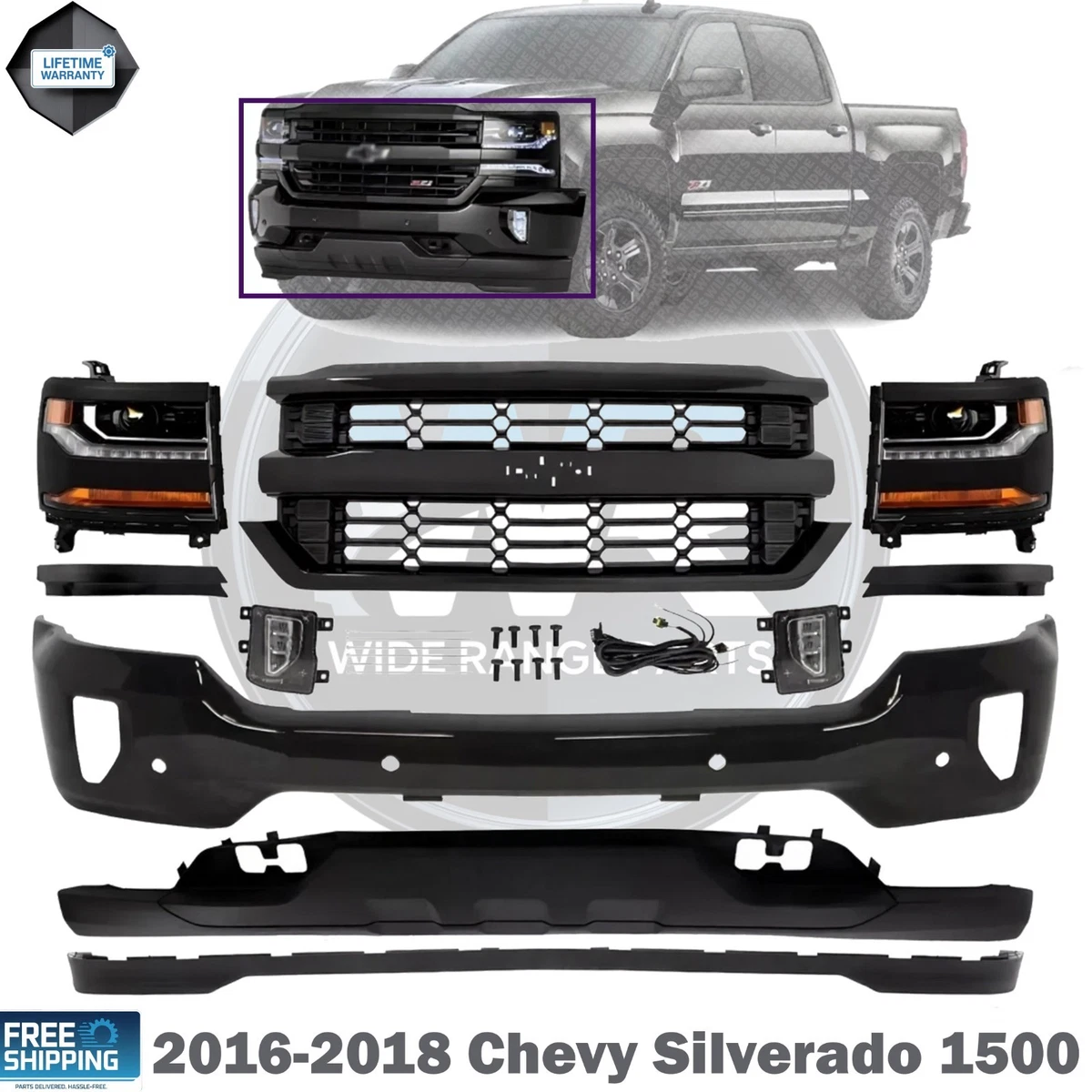 Embrujadas Dvd Soporte De Parachoques Para 2014-2016 Chevrolet Silverado 1500 Delantero, Lado Del Conductor Plancha Aluminio