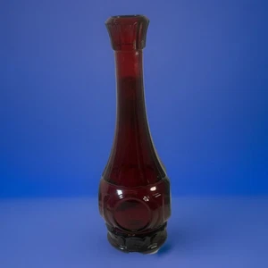 Vintage Wheaton Ruby Red Glass 9" Bud Vase Bullseye Pattern - Picture 1 of 11