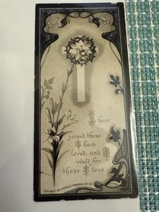 Biglietto Preghiera Holy Card, Catholic Memorial Art Co 1911-Tocchi Argento Floreale Nero - Foto 1 di 9