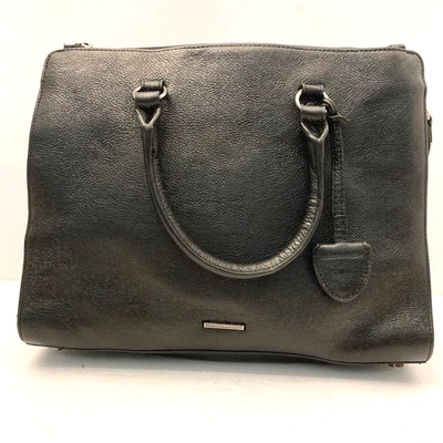 Rebecca Minkoff Tote Handbag Black Pebbled Leather Removable Strap Zippers - Image 1 of 4