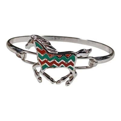 Southwest faux turquoise coral Horse Bracelet Western Cowgirl Jewelry Colorful - Image 1 of 4
