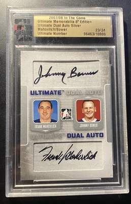 2007-08 ITG Ultimate Johnny Bower Frank Mahovlich Dual Auto 23/24 ⭐️🔥 - Image 1 of 4