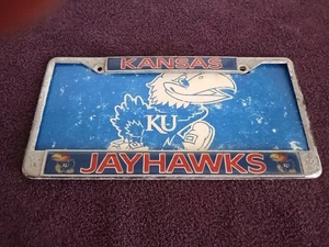 Targa anteriore Kansas Jayhawks 2 pezzi - usurata dalle intemperie - Foto 1 di 10