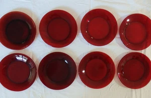 Set of 8 Vintage Anchor Hocking Royal Ruby Red Dinner Plates 9” - Picture 1 of 9