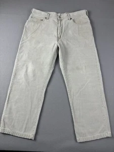 Vintage Levis 505 Pants Mens 34x25 Beige Corduroy Regular Fit Straight Leg 90s - Picture 1 of 11