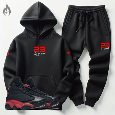 Conjunto de 2 sudaderas negras para hombre Match Jordan 13 Bred 23 Legend Zapatilla deportiva con capucha Jogger Foto 1 de 4