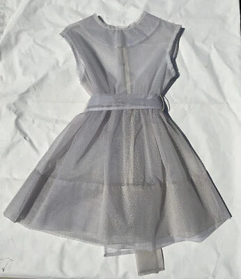 Vestido de fiesta vintage de gasa transparente flocado cinturón enagua azul para niñas Foto 1 de 4