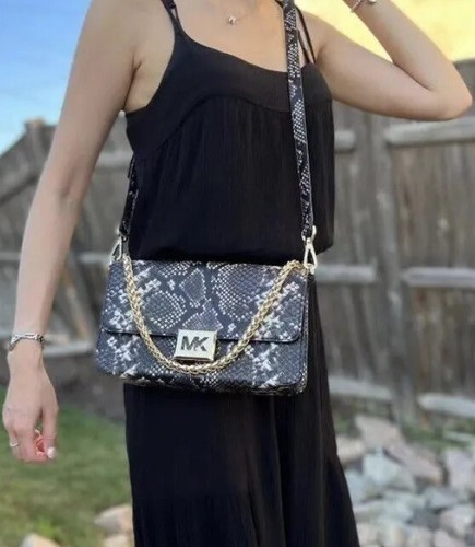 Borsa a tracolla Michael Kors Sonia in pelle oro medio catena nera