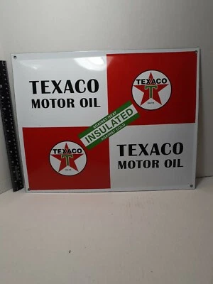 ACEITE DE MOTOR TEXACO:AISLADO CONTRA EL CALOR CONTRA EL FRÍO: LETRERO DE PORCELANA Foto 1 de 4