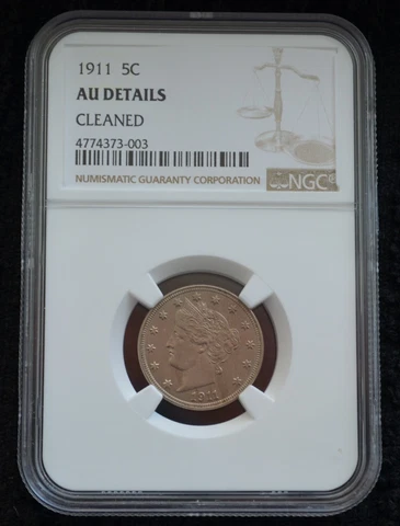 1911 5C Liberty Nickel Graded by NGC as AU Details Cover