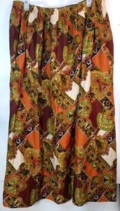 Vintage 70s Unique Patchwork Floral Plaid Paisley Prairie Hippie Skirt Lg/XL - Picture 1 of 4