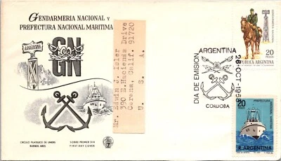 Argentina 1968 FDC - National Gendermaria - Cordoba - J137 - Image 1 of 2