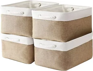 Storage Basket Fabric Sturdy Canvas Storage Bins Organizer with Handles for C... - Picture 1 of 8