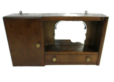 Double Apothecary Bathroom Medicine Kitchen Cabinet Wood Art deco Beveled Glass - Image 1 of 4