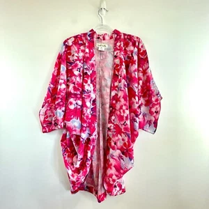 Wilde Willow Sz 8 10 Pink Floral Open Front Cape Kimono Designer - Picture 1 of 11