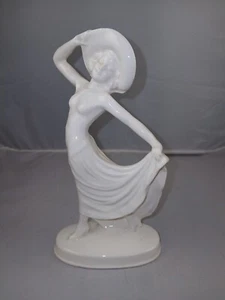 Keramik Made in Japan Art Deco Stil Statue -- Frau im Kleid - Bild 1 von 7