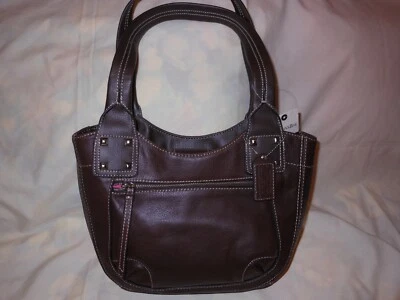 St. John's Bay Miranda Double Handle Leather Satchel  in Brown   Last One! - Image 1 of 4