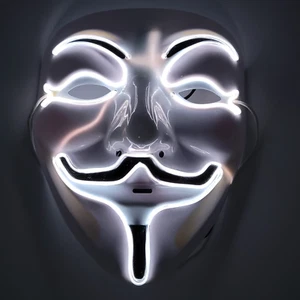 Vendetta Guy Fawkes LED Mask Light Up Hacker Cosplay Party Rave EDC Halloween - Picture 1 of 38