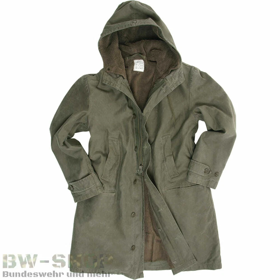 ORIGINAL GERMAN ARMY PARKA OLIVE LONG OLD STYLE BW JACKET LINED PLUSH LINING - Image 1 of 1