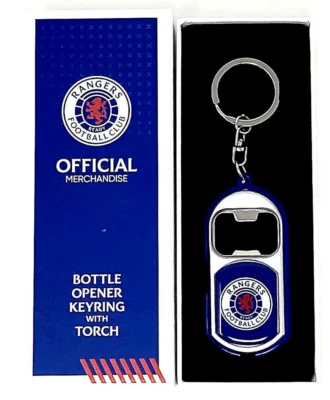 Glasgow Rangers FC Flaschenöffner Taschenlampe Licht Schlüsselanhänger Rfc Gift - Bild 1 von 2