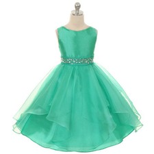 DH Wedding Flower Baby Girls Crystals Waist Taffeta Pageant Dress up