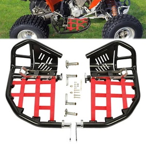 Nerf Bars Foot Peg Heel Guard For Honda 400EX 400X All Years Black Nerf Red Nets - Foto 1 di 12
