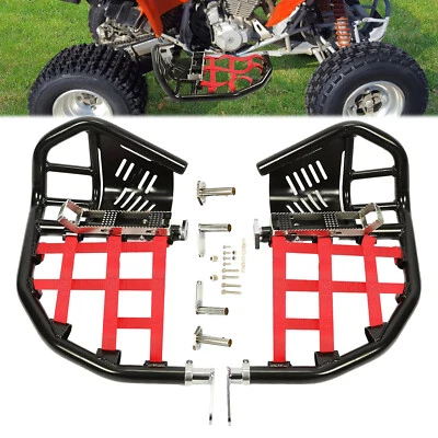 Nerf Bars Foot Peg Heel Guard For Honda 400EX 400X All Years Black Nerf Red Nets - Image 1 of 4