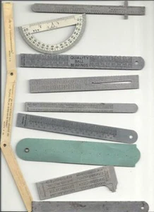 OLD POCKET CHUM CALIPER TOOL GAUGE RULER CELLULOID B&S STEEL AUTO SEWING ENGLAND - Picture 1 of 12