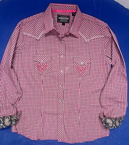 Panhandle Slim Damen Western Hemd Paisley Bündchen Strass Druckknöpfe rosa Gr. L - Bild 1 von 11