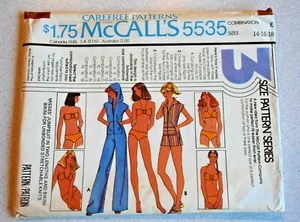 1977 McCall's Pattern Hooded Jumpsuit Bikini #5535 Med 14-18 Bust 36-40  - Picture 1 of 7
