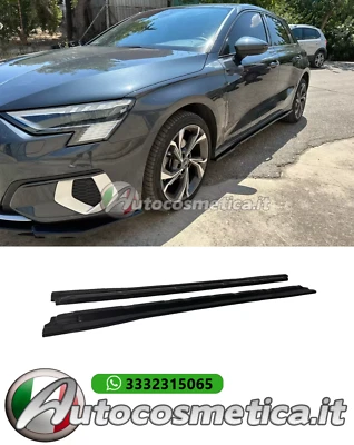 Minigonne diffusori attacchi modanature nero lucido per Audi A3 8Y 2020+ - Immagine 1 di 3