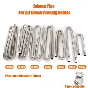 60cm-300cm Air Diesel Parking Heater Stainless Steel Exhaust Pipe Tube Gas Clamp - Picture 1 of 16