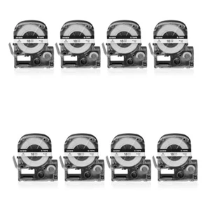 8PK Compatible with EPSON K-Sun 218BW 218BWPX 18mm Tape Black on White Label - Picture 1 of 8