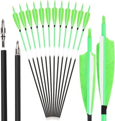 30" Carbon Arrow Archery SP500 4" 5" Turkey Feather Compoundbow Recurve Bow Hunt - Image 1 of 4