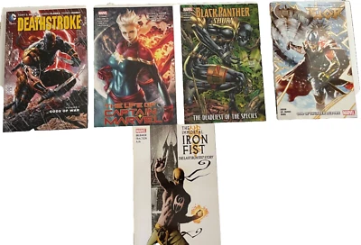 Marvel Lot of 4 TPB THOR DEATHSTROKE, IRON FIST, CAPTAIN MARVEL - Imagem 1 de 4