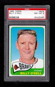 1965 TOPPS  - #476 BILLY O'DELL - PSA NM-MT 8 - MILWAUKEE BRAVES