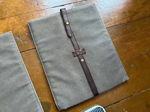 Vtg Ralph Lauren Canvas Media Tablet Case Sleeve Leather Brass PRL RRL - Picture 1 of 3