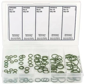 ORing Kit Automotive Air Conditioning suit R134a R12 - 100 Pack - Green Oring - Picture 1 of 3