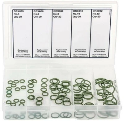 ORing Kit Automotive Air Conditioning suit R134a R12 - 100 Pack - Green Oring - Image 1 of 3