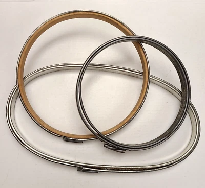 Vintage Metal Embroidery Hoops 5" 6" Round 9" Oval Cork Lined Spring Tension - Image 1 of 4