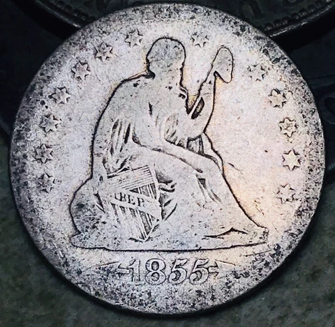 1855 Seated Liberty Quarter 25C Arrows Ungraded 90% Silver US Coin CC18534 Cover