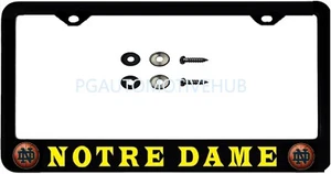 (ONE) License Plate Frame Stainless Steel Vinyl Lettering FOR NOTRE DAME 6 - Foto 1 di 3