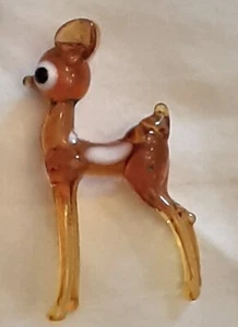 Amber Glass Deer Miniature Figurine - Imagen 1 de 5