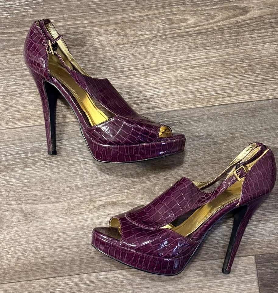 ANNE MICHELLE фиолетовый женщин каблуки платье туфли размер 8 заглянуть носок лодыжки ремень - Изображение 1 из 4