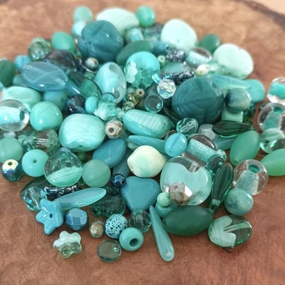 100g Sea Green Preciosa Czech Glass Beads Mix 4mm - 16mm Jewellery Making Craft - Image 1 of 4